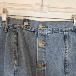 SheIn Denim Maxi Skirt Offset Buttons Medium Wash Casual Modest Clean Girl Country M thumbnail 5