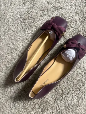 C.Paravno Women's Bow-Accent Burgundy Ballet Flat plum colored size9/9.5 thumbnail 10