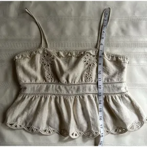 Zara Embroidered Peplum Top Beige/ Cream Size S New with Tags Women’s thumbnail 9