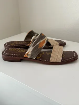 Sam Edelman Haydee Beige Woven Slip On Open Toe Sandals 9 thumbnail 4