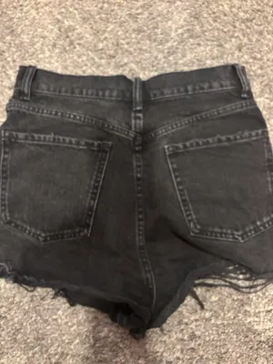 Zara black denim frayed shorts thumbnail 2