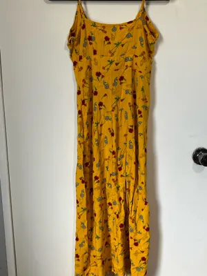 TOXIK Yellow Floral Summer Sundress Tie Front Double Slit Size Small thumbnail 2