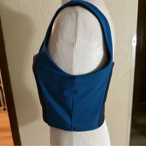 Sincerely‎ Jules Shades of Blue Colorblock Sports Bra Size Medium thumbnail 7