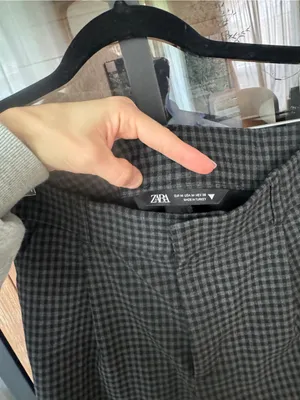 Zara gingham shorts pleated high rise pleated tailored thumbnail 6