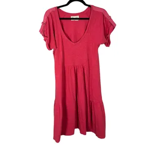 Anthropologie Saturday Sunday Kathie Flounced Mini Dress Tiered Pink Boho Small thumbnail 4
