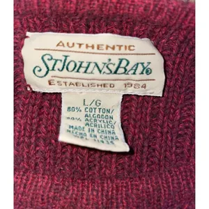 Vintage St Johns Bay Sweater Womens L Used Red Knit thumbnail 7