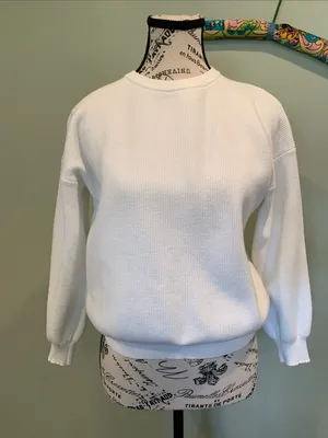 SHEIN Women’s Small White Tight Knit Ribbed Crewneck Long Sleeve Sweater thumbnail 1