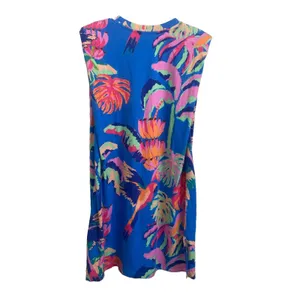 Farm Rio Made of Brasil Orange Parrot Graphic Padded Shoulder T-Shirt Dress XS thumbnail 3