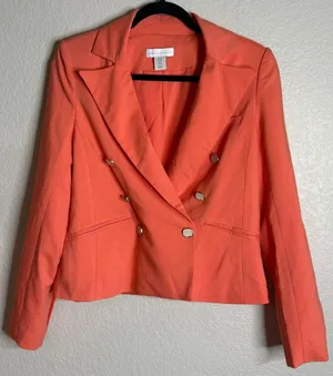House of Harlow 1960 Womens XS Peach Blazer Double‎ Breasted Gold Button Jacket thumbnail 1