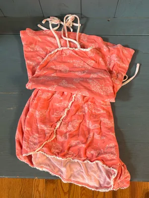 Jessica Simpson Coral Cami & Shorts Drawstring Waist w/ White Butterfly PJ Set L thumbnail 1