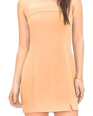 NWT Strapless Tan Mini Dress thumbnail 1