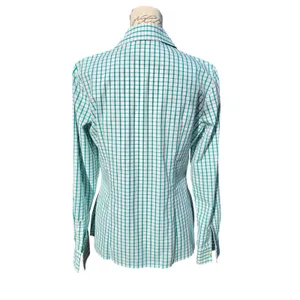 Zac‎ & Rachel -1831 Green White Grid Check Button Down Roll Tab Shirt Womens M thumbnail 3