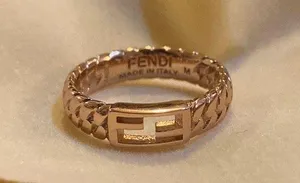Fendi Baguette Metal Oro Rosa Ring Size M thumbnail 1