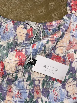 ASTR Smocked Square-Neck Floral Midi Dress in Pastel Multi, Medium NWT thumbnail 6
