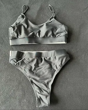 Boutique emma bling trim high waist swimsuits set black thumbnail 6
