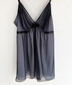 Victoria’s Secret Sheer Mesh Babydoll Slip – Y2K Fairy Grunge Sz medium black thumbnail 1