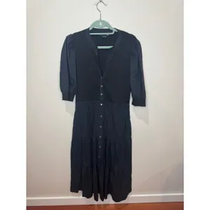 Veronica Beard Davenport Black Tiered Maxi Dress Sz M thumbnail 2