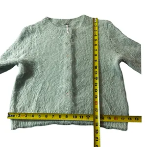 Free People Celeste Cardi Mint Green Cropped Fuzzy Cardigan XL thumbnail 9