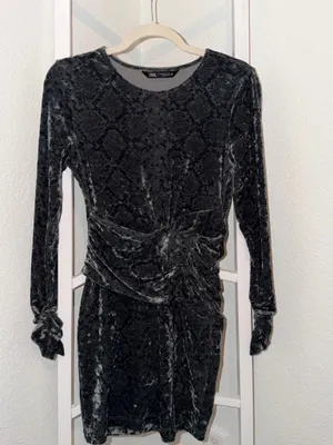 ZARA Crushed Velvet Mini Dress Medium thumbnail 2