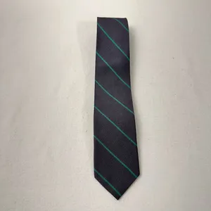 J Crew Silk Necktie Grey Green Tie Diagonal Stripe Preppy Career Wedding thumbnail 9