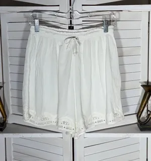 NWOT Aerie white oversized beach shorts cotton lace lightweight coquette coastal thumbnail 1