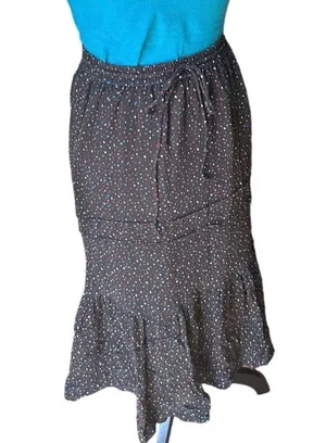 Coach Tiered Snap Aline Midi Skirt Sz.0 Stretch Waist - Dots Black Multicolor thumbnail 5