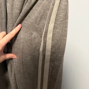 Ribbed High Waisted Tummy Control Drawstring Wide Leg Color Block Fleece Trouser thumbnail 6