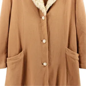 Y2K‎ Farina 2 Penny Lane Faux Fur Trim Trench Coat Old Money Mob Wife M/L thumbnail 4