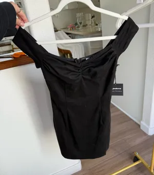 Super down black suede mini dress thumbnail 1