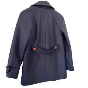 & Other Stories Manteco Wool Double Breasted Peacoat Navy Size 6 thumbnail 3