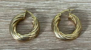 Textured gold hoops thumbnail 1