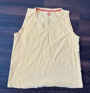 Patagonia Organic Cotton V-Neck Tank Top Yellow Sleeveless Logo XL Casual Basic thumbnail 1
