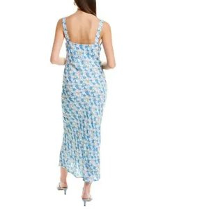 Charlie Holiday Blue Floral Midi Dress V Neck Sleeveless Slip Dress S NWT thumbnail 3
