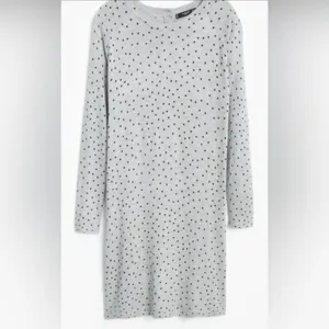 MANGO Gray and Black Polka Dot Sweater dress Size M thumbnail 3
