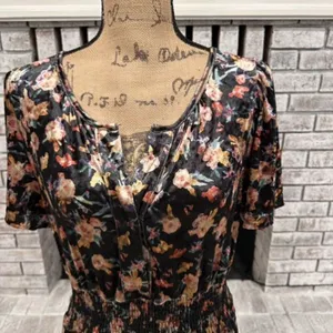 NWT Natural Life Bella Velvet Floral Maxi Dress Tiered Boho‎ Size Medium NEW thumbnail 14