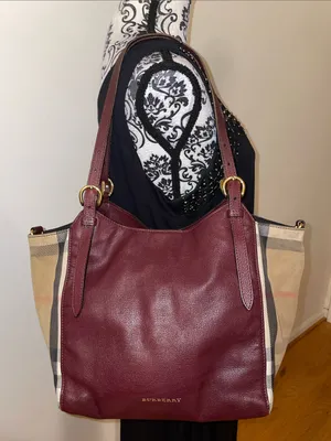 Burberry Canterbury House Check Canvas Leather Tote Shoulder Bag thumbnail 1