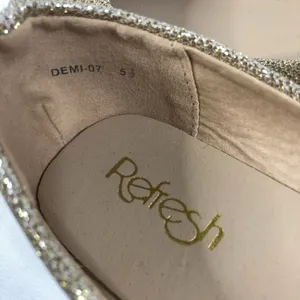 Refresh Womens Ballet Flats Slip On Gold Sparkle Glitter Size 5.5 thumbnail 5