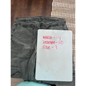 American Eagle Baggy Wide Leg Cargo Pants Washed Grey‎ Size 2 Regular Stretch thumbnail 6
