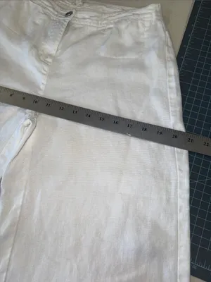Eileen Fisher white Organic Linen cropped Wide-Leg pants women’s size O thumbnail 8