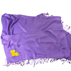 Olly Oxen Louisiana Scarf Purple Gold Embroidered State Fringe LSU Game Day thumbnail 4