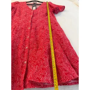 Universal Thread Red Paisley Star Mini Dress Womens Size‎ M NWT Linen Blend thumbnail 2