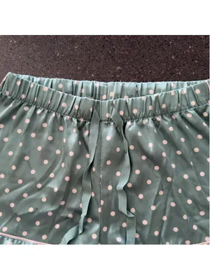 Victoria's Secret Mint Green Polka Dot Satin Pajama Sleep Shorts XS thumbnail 6