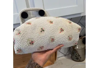 1950s Beaded Reversible Purse Vintage Top Handle Handbag Mid Century cottagecore thumbnail 8