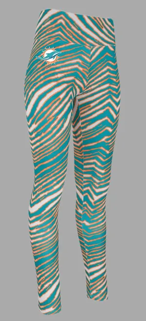 NWT NFL Miami Dolphins Zebra Print Leggings - M thumbnail 1