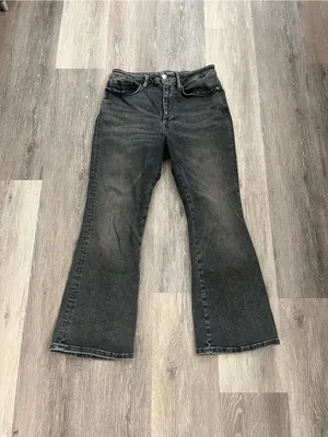 FRAME Le One Crop Mini Boot Jeans Womens Size 2 Hughes Gray Black Stretch Denim thumbnail 2