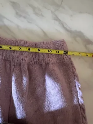 Source Unknown Pink Knit Pants Set L Cable Trim V Neck Sweater Matching Lounge Cozy Soft thumbnail 6