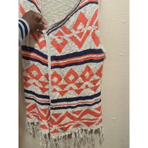 It's Our Time Aztec Vest‎ Medium Sleeveless Fringe Knit Boho Casual thumbnail 7
