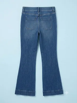 Spanx Flare Jeans Womens XL Blue Retro Patch Pockets 20850R thumbnail 4