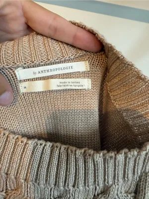 Anthropologie Taupe Cable-Knit Square Neck Tank thumbnail 3