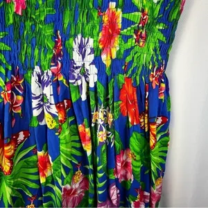 Boutique Island Planet Royal Blue Tropical‎ Floral Smocked Maxi Dress S thumbnail 4